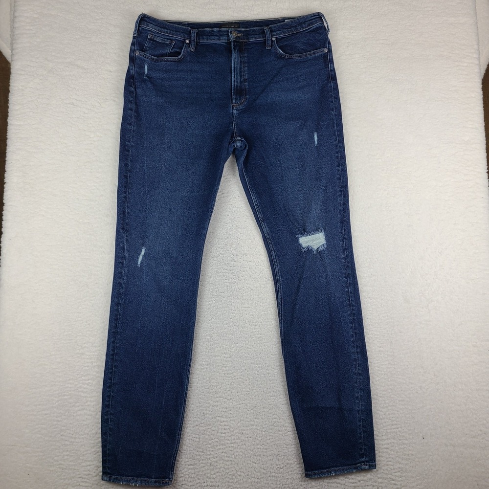 Silver Jeans Womens 38x35 Blue Frisco Skinny Distress‎ Dark Wash Denim